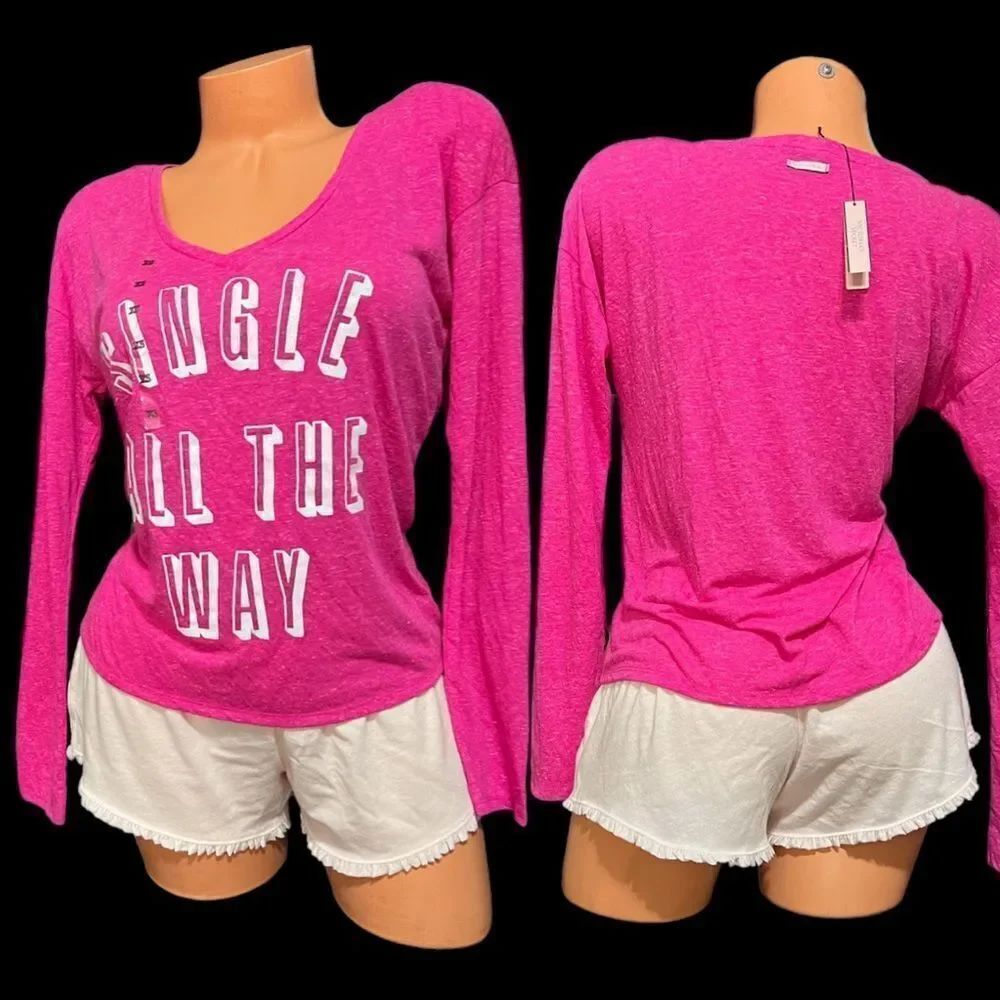 Victoria’s Secret Soft long sleeve V neck top & Soft Cotton shorts pajama set S